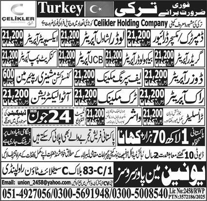 Driver, Operator, Washer Jobs in Turkey